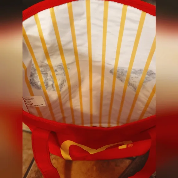 McDonald's 2013 Promo French Fry Tote Bag Red Canvas Tote Bag Striped Vinyl - Picture 7 of 8